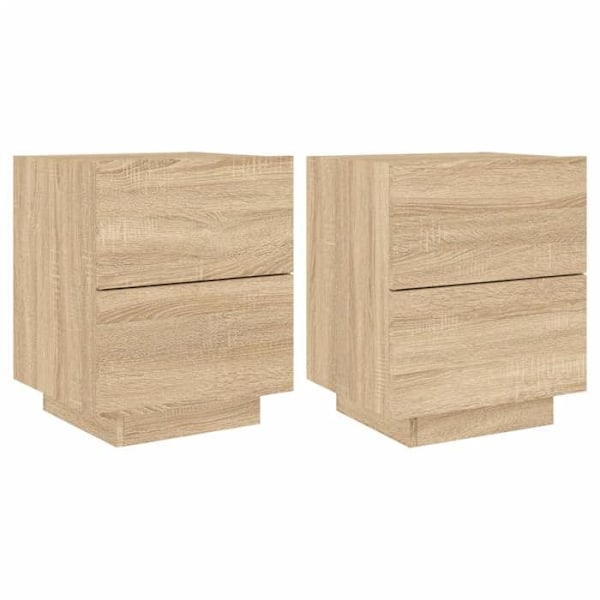 Set av 2 sängbord med lådor i ingenjörsträ, färg ek DEC032851 kastanj