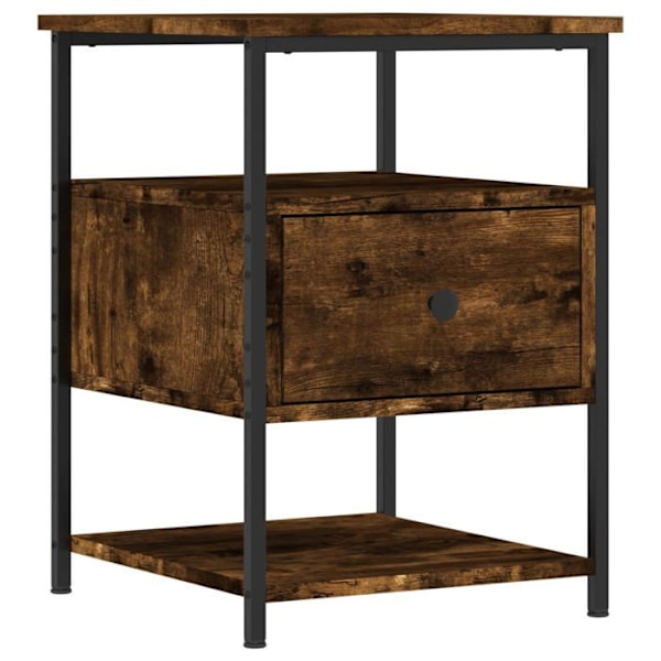 Sæt af 2 natborde med skuffe og hylde 40 x 42 x 56 cm ingeniørtræ brun og jern DEC035133 kastanj