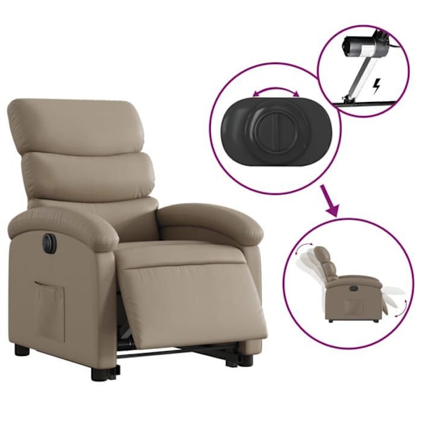Fauteuil relax TV med elektrisk løftefunktion, meget komfortabel i PVC farve cappuccino DEC028250 Guld
