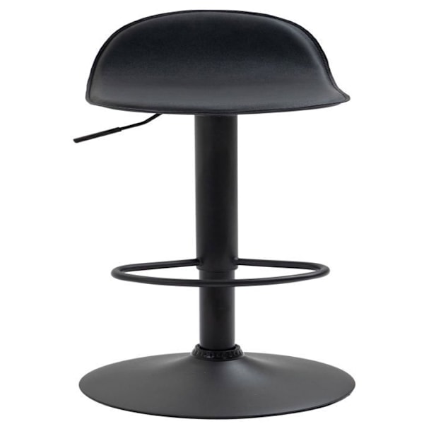 Sæt med 2 barstole med fodstøtte i sort PVC, trompetfod i sort metal 10_0004261 Metall