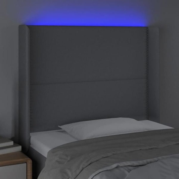 Hovedgærde til soveværelse med LED-møbel 93 x 16 x 118/128 cm lys grå stof TDL0201227 Grå