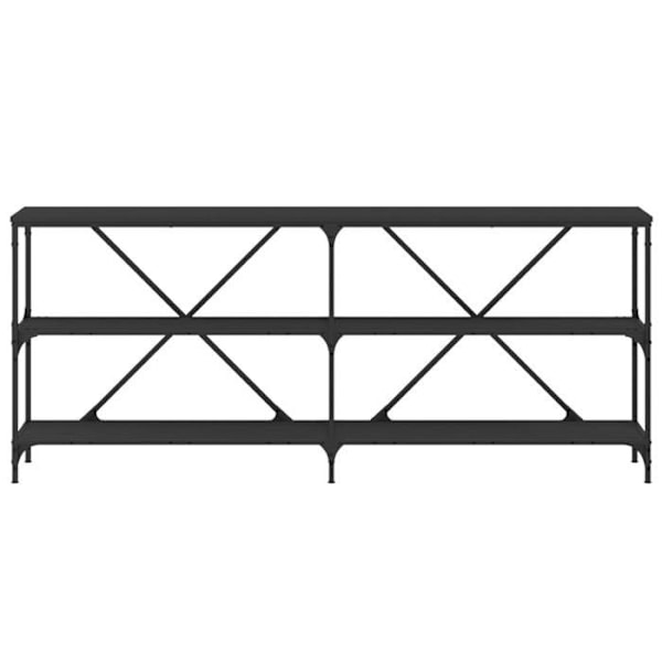 "Funktionel indgangskonsolbord med stil og hylder 180 x 30 x 75 cm ingeniørtræ og sort jern DEC032126" kastanj
