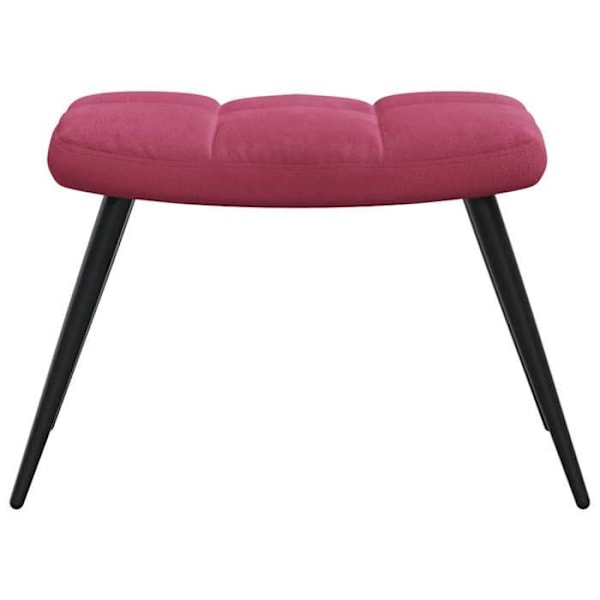Moderne design lounge stol med fodskammel i bordeaux rødt velour DEC026622 Bordeaux