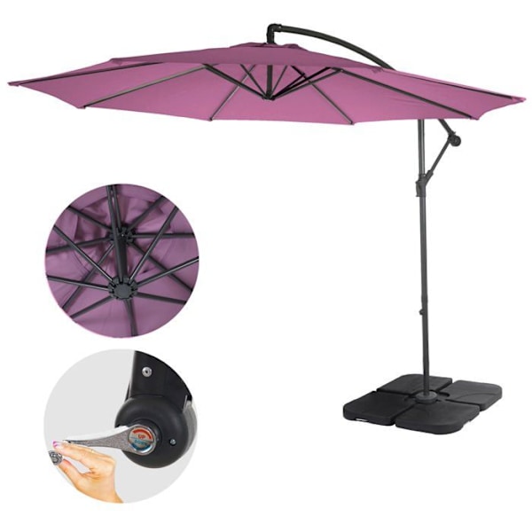 Parasol deplacerad - Ej specificerad - Ø 3m - Lutbar - Polyester/Stål - 11kg - Rödlavendel Röd lavendel