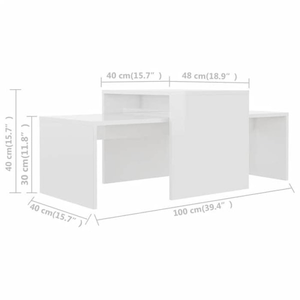 Kiiltävä valkoinen liimapuupöytäsetti DEC031247 Vit