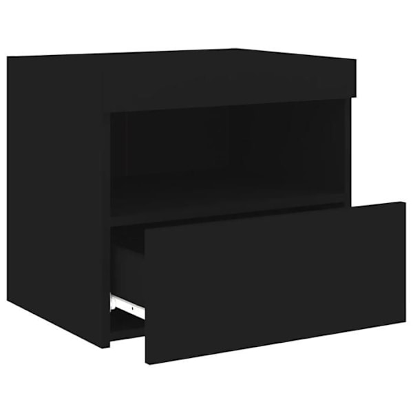 Sæt af 2 natborde med LED-lys, skuffe og rum 50 x 40 x 45 cm, sort ingeniørtræ DEC035940 kastanj