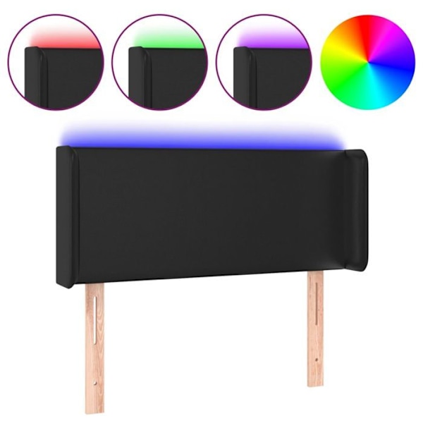 Sänggavel - Sovrumsaccessoar - LED - Syntetiskt läder svart - Mått 83x16x78/88 cm - Modern design Svart