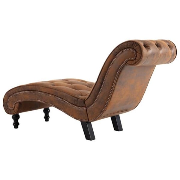 Meridienne chaise longue soffa för inredning klädd i brunt PVC mocka DEC026200 kastanj