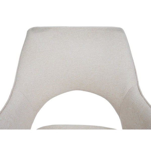 Spisestue stol, roterende stof/tekstil i creme, trebenet metalramme 04_0006329 Grädde