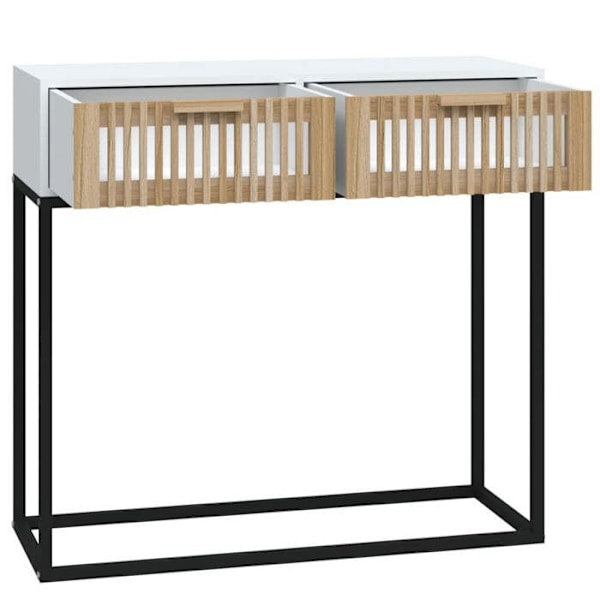 Funktionsdygtig og stilfuld konsolbord med skuffer 80 x 30 x 75 cm i ingeniørtræ og jern DEC031714 kastanj