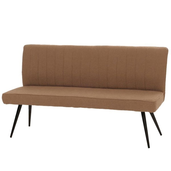 Bordplade til spisebord med polstret bænk med ryg i brunt boucle-stof og metal 160 cm 04_0005863 kastanj