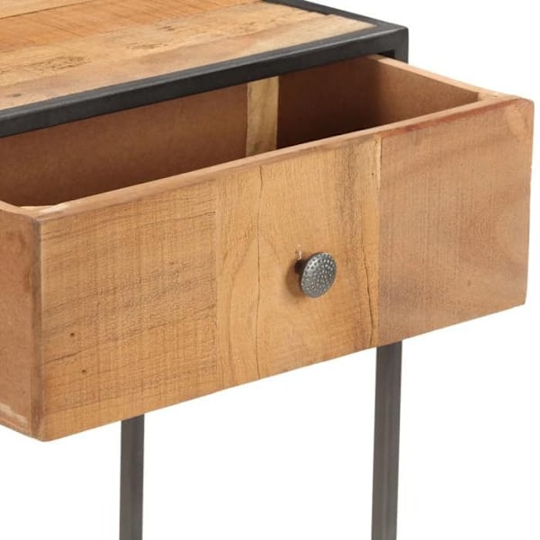 Konsolbord i entré med skuffer 90 x 30 x 75 cm af massiv genbrugstræ og stål DEC031587 kastanj