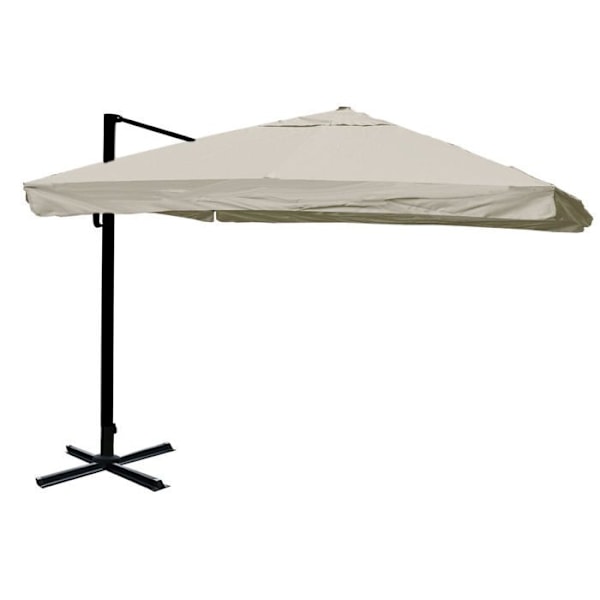 Parasol urheiluun ravintolalle 3,5x3,5m (Ø4,95m) polyesteri alumiini/teräs 25kg harmaa kreemi ilman jalkaa 04_0003287 Grädde