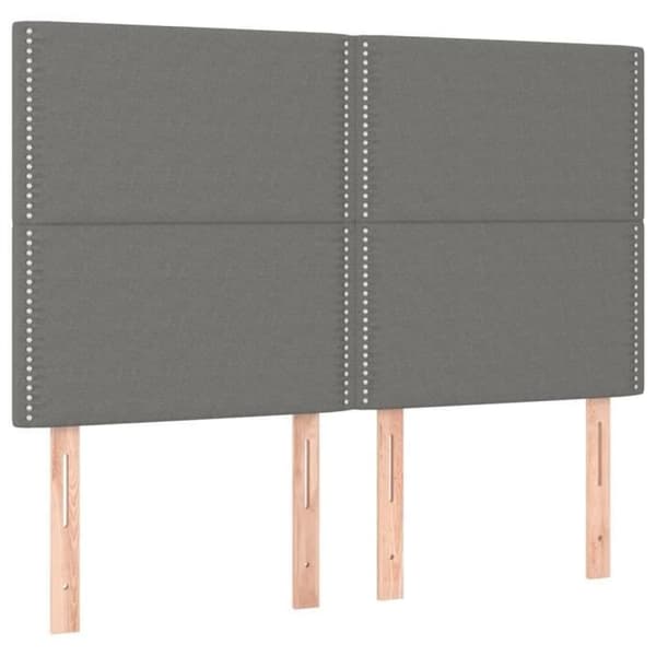 Sänggavel med LED-belysning för sovrum, 144 x 5 x 118/128, mörkgrått tyg