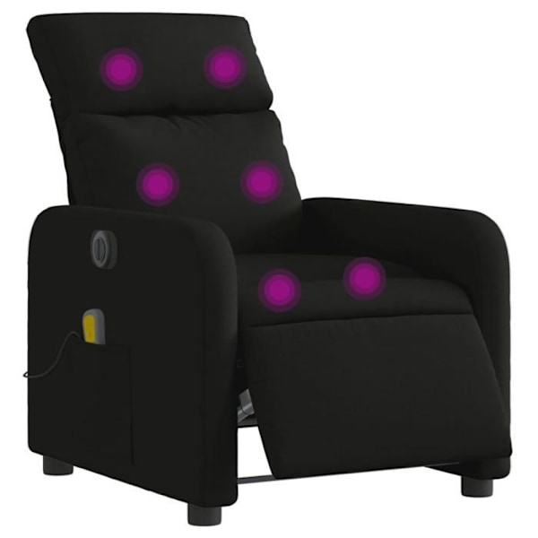 TV afslapningsstol med massagefunktion, elektrisk, 6 massagepunkter i sort stof DEC027232 Svart