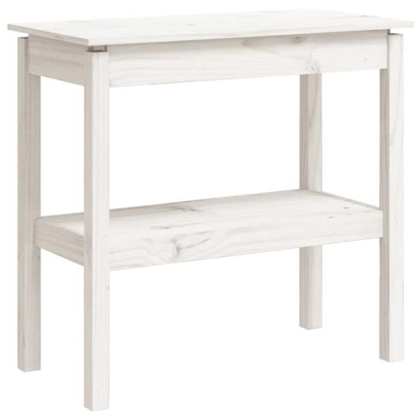 Praktiskt konsolbord med hyllor för en organiserad hall 80 x 40 x 75 cm i solid furu vit DEC031720 Vit