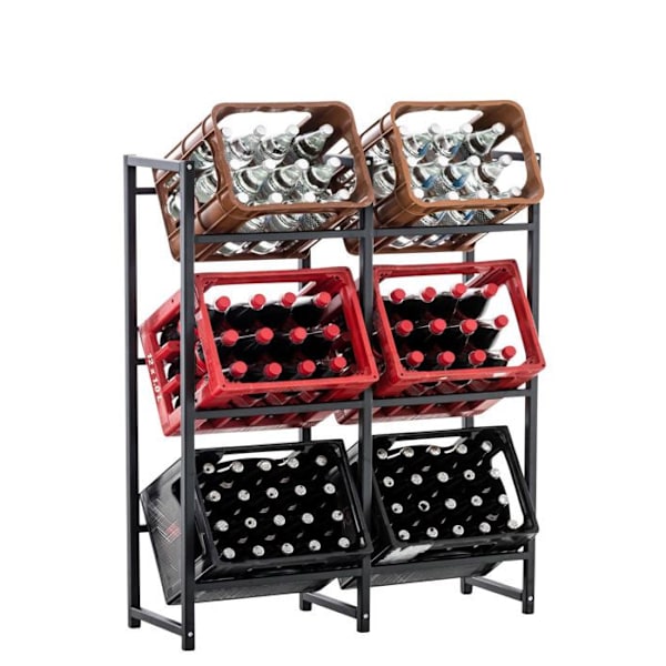 etager til drikkevarer 91x112 cm til 6 kasser, støtte opbevaring, stativ på fod i sort metal 10_0003214 kastanj