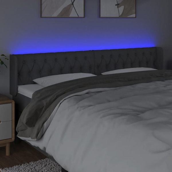 Sänggavel - Ej specificerad - 183x16x78/88 cm - Mörkgrått tyg - Färgglad LED - Samtida design Mörkgrå