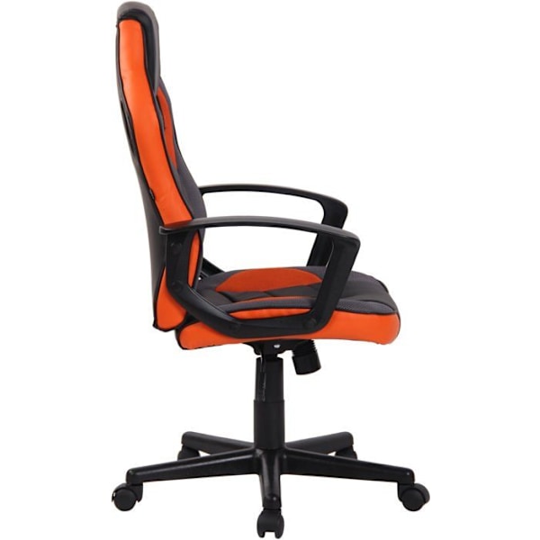 Gaming kontorstol med hjul i sort og orange syntetisk og mesh.