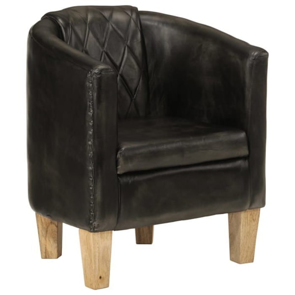 Lounge stol med komfortabel sæde i moderne design i ægte læder grå med træramme DEC026449 kastanj