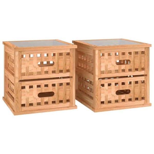 2 kpl yöpyöriä kahdella laatikolla 34 x 34 x 34 cm pähkinäpuusta DEC034746 kastanj