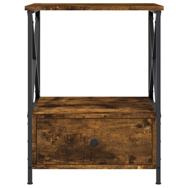 Natbord med skuffe og hylde 50 x 41 x 65 cm brun ingeniørtræ og jern DEC033666 kastanj