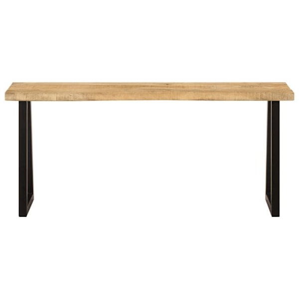 Bänk design rustik 105 cm massiv mango trä med U-formade metallben DEC024627 kastanj