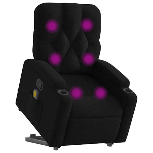 Tv-lænestol med massagefunktion, justerbar med vibrationsmassage fra 6 punkter i sort stof DEC027067 Svart