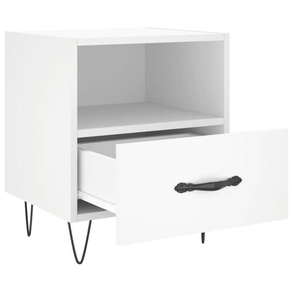 Sæt af 2 natborde med skuffe og åbent rum 40 x 35 x 47,5 cm hvidt ingeniørtræ DEC034922 Vit