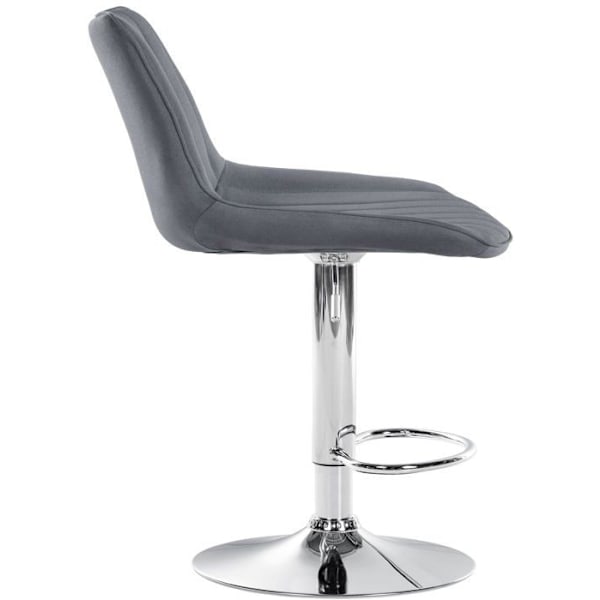 Barstol x1 justerbar i höjd, svängbar 360°, sits i grått tyg med vertikal söm, fot i metall med kromat utseende 10_0005433 Grå
