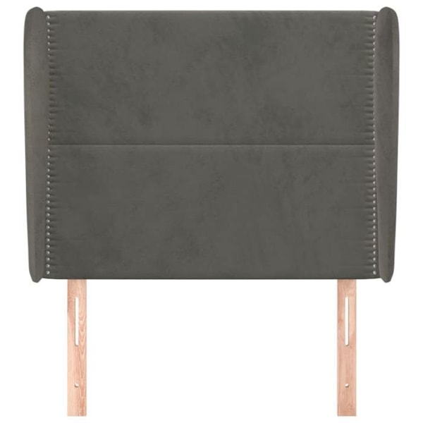 Hovedgærde til soveværelse med sidekant 103 x 23 x 118/128 mørkegrå velour