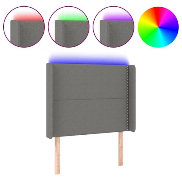 Sengegavl tilbehør soveværelse møbel med LED 83 x 16 x 118/128 cm mørkegråt stof TDL0201025 Grå