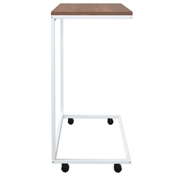 C-formet sidebord på hjul 55 x 35 x 70 cm hvidt ingeniørtræ DEC031292 Vit