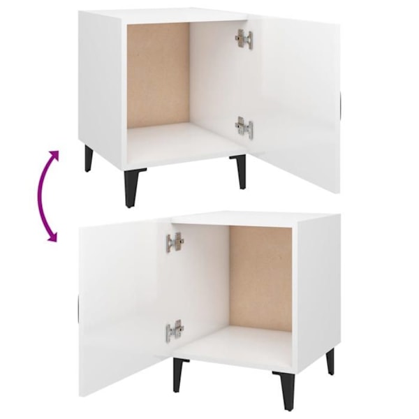 Sæt med 2 natborde med skab med dør 40 x 40 x 50 cm i hvid ingenieurtræ DEC035038 Vit