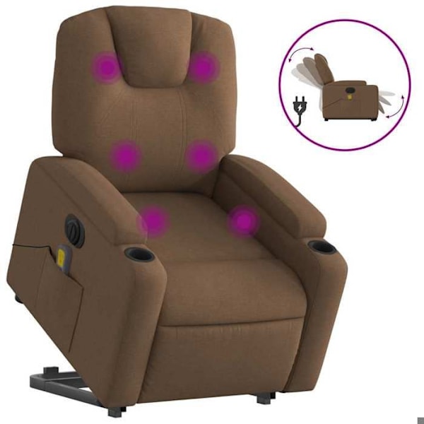 Massagefåtölj med lutningsfunktion och elektrisk lyftfunktion i brun tyg DEC027795 kastanj
