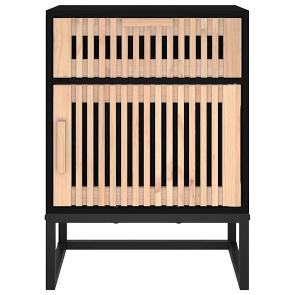 Yöpöytä, jossa on laatikko ja ovellinen lokero 40 x 30 x 55,5 cm, korkealaatuista puukalustetta ja mustaa rautaa DEC034403 kastanj