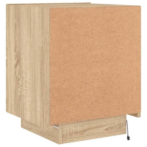 Yökaappi, jossa on laatikoita ja LED-valaistus, koko 45 x 40 x 55 cm, valmistettu engineering-puusta, tammen värinen DEC032772 kastanj