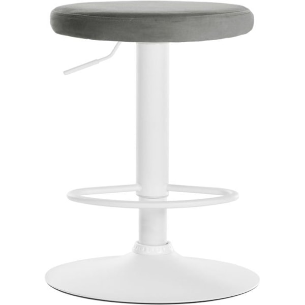 Barstol x1 enkel design justerbar höjd grå sammet klädsel metallben vit 10_0005357 Vit