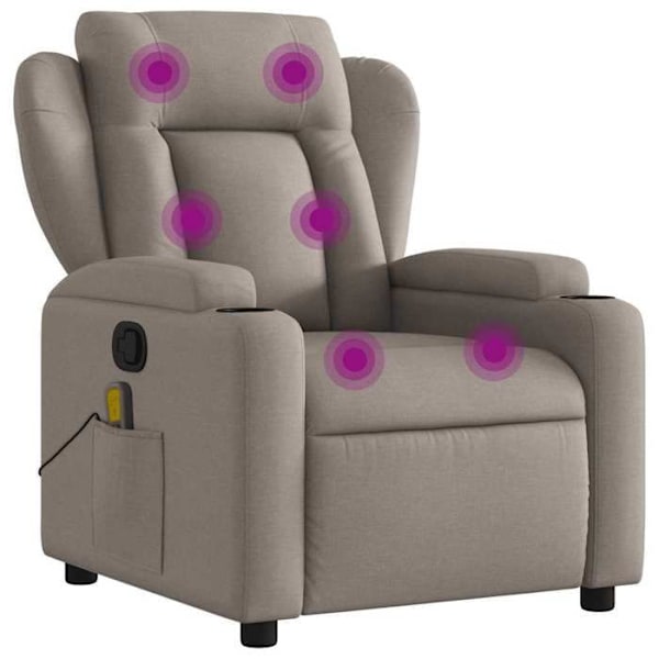 TV afslapningsstol med massagefunktion, justerbar, 6 punkter for massage i taupe stof DEC027111 Mol