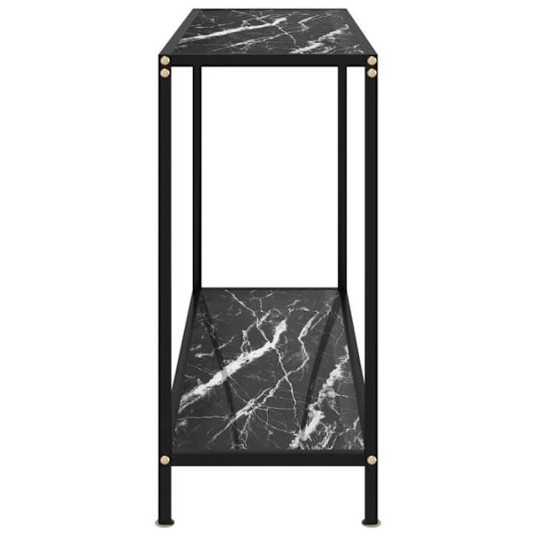 Funktionsdygtig skrivebordskonsol i stil 100 x 35 x 75 cm, hærdet glas med marmor sort facet og stål DEC032080 Svart