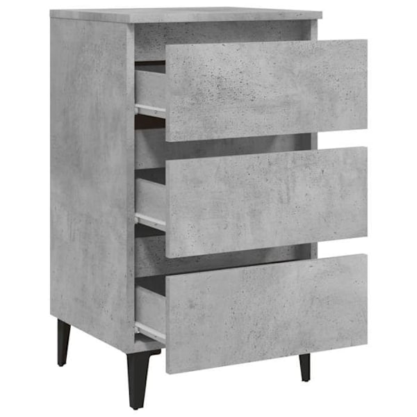 Nattduksbord 3 lådor med metallben 40 x 35 x 69 cm grå ingenjörsträ DEC033248 kastanj