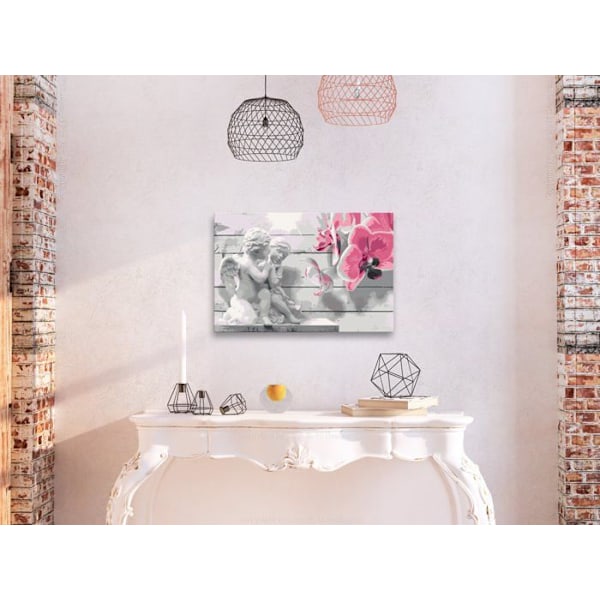 Malerisk selv maleri efter numre motiv Engel orkidé rosa 60 x 40