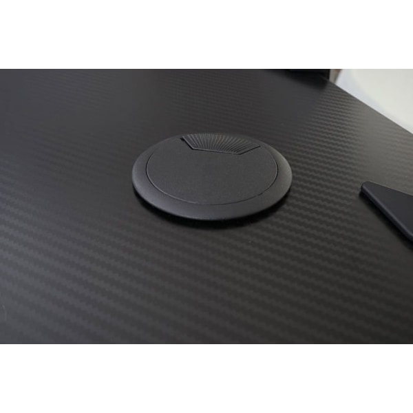 Kontorcomputerbord 120 x 75 med kopholder og hovedtelefonholder i MDF og sort metal