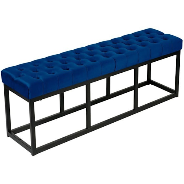 Bænk ved sengegavl længde 150 cm i blødt blåvelour med metal i sort 10_0003668 Blå