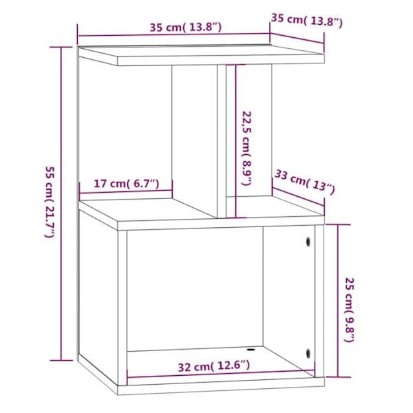 Sæt af 2 natborde med hylde 35 x 35 x 55 cm i brunt ingeniørtræ DEC035067 kastanj
