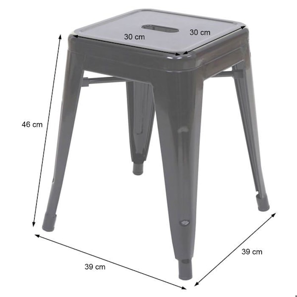 Set av 4 låga stapelbara metallstolar i vitt industriellt design 04_0007583 Vit