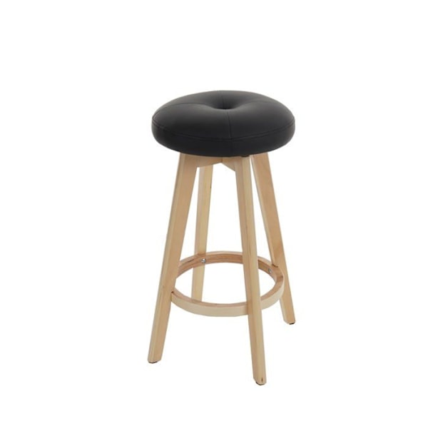 Baari stool x1 mustalla PVC:llä ja vaalealla puulla varustettu kääntyvä jalkatuki 04_0008595 kastanj