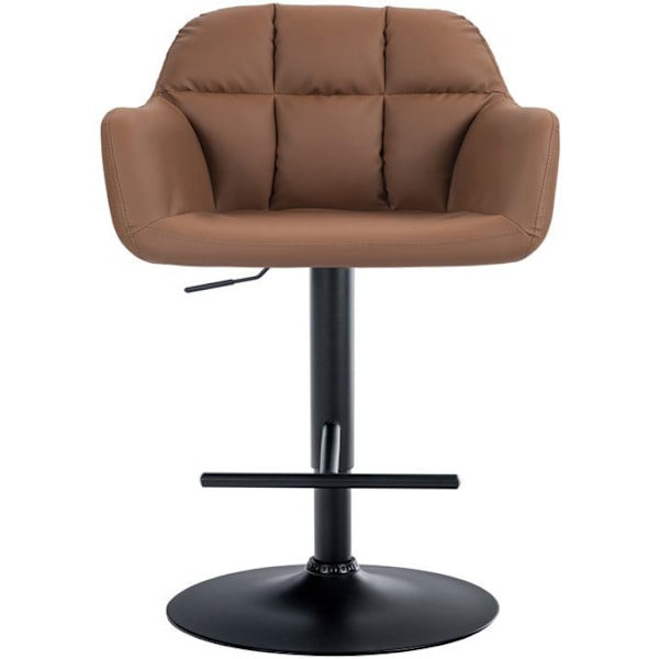 Barstol høj x1 med 360° drejefunktion i lys brun PVC med dekorative syninger, metalben i sort 10_00052 kastanj