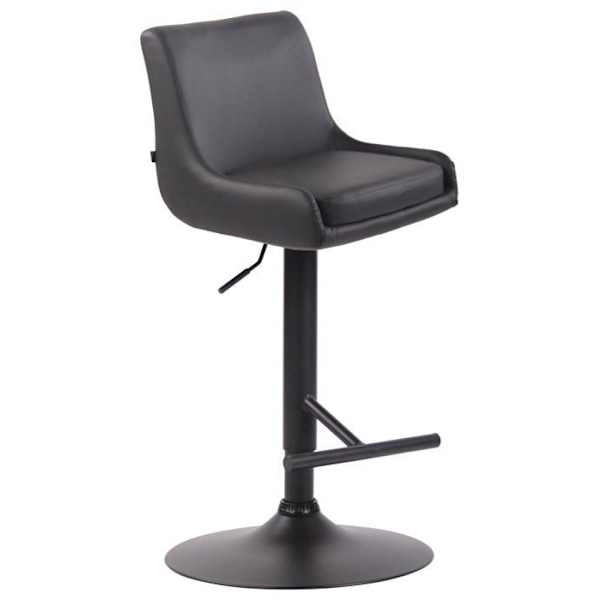 Barstol med fotstöd i modern design i grå konstläder, ben i kromat metall.