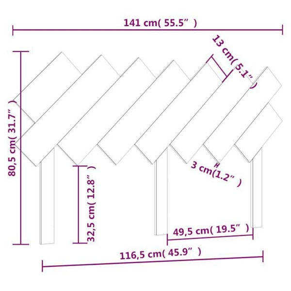 Hovedgærde til soveværelse, sengemøbel i paletstil 141 x 3 x 80,5 grå fyrretræ